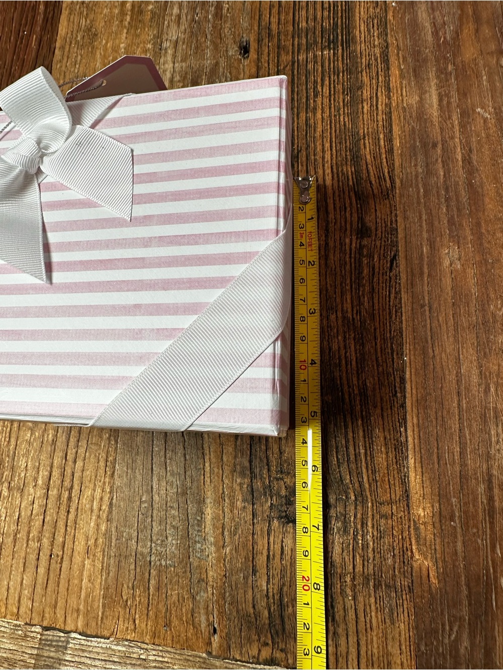 Striped Pink Gift Boxes with Ribbon - Set of 2 - Picture 11 of 14